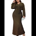 thumbnail image 1 of Vestido de Noche para Mujer, con Purpurina, Larga, Escote en V, Ajustado, Formal, con Lentejuelas, Talla Grande XXL, 1 of 8