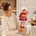 thumbnail image 7 of Christmas Gingerbread Man, Retractable Leg Standing Gingerbread Man Fabric Doll, Soft Stuffed Holiday Figurine, Plaid Cloth Standing Ornament for Mantel Shelf Tabletop, Home Holiday Party, 7 of 7