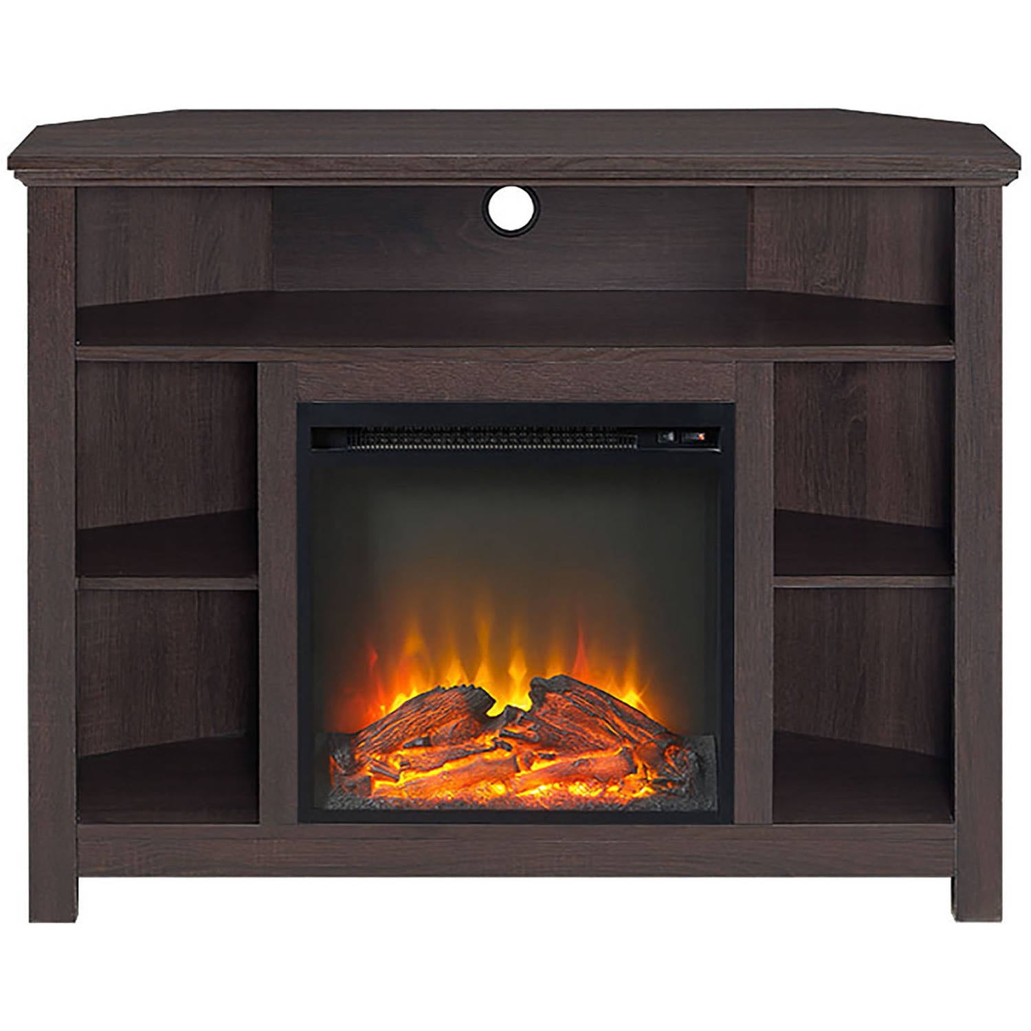 Corner Space Heater Electric Fireplace Mantle Log Fire ...