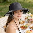 thumbnail image 5 of FEOLGEHLY Solar Fan Hat, UV Protection Sun Hat with Cooling Fan, Solar & USB Charging Breathable Fisherman Hat Wide Brim Neck Flap Waterproof for Fishing Hiking Gardening Outdoor, Black, 5 of 7