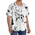 thumbnail image 4 of Naloa Cute Cow and Milk Stains Men's Loose Fit Cuban Collar Short-Sleeve Shirt with Button-down and Chest Pocket for Everyday Wear Outings - Medium, 4 of 7