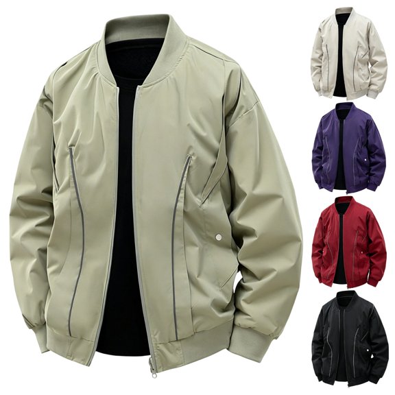 Jackets for Men Hoodless Casual Bomber Jacket Outwear Long Sleeve Loose Sports Cargo Outdoor Windproof Coat Fashion Casual Coats