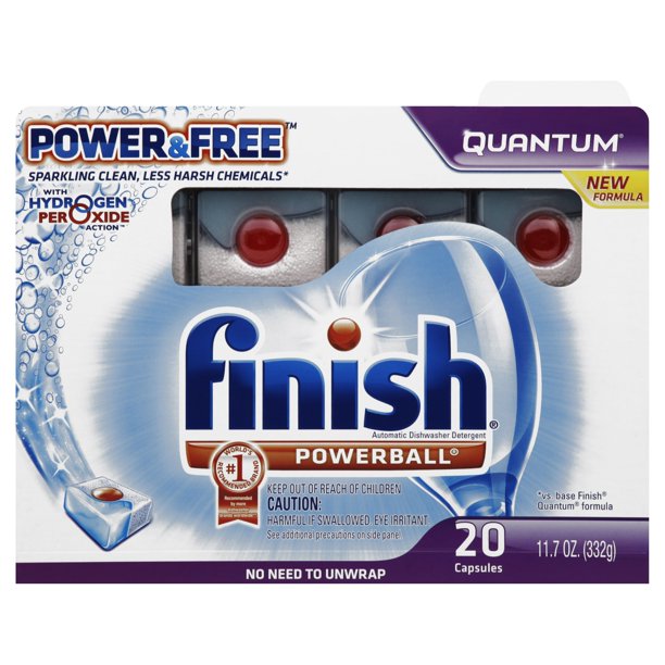 Finish Quantum Dishwasher Detergent Tablets, Power & Free, 20 Count