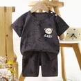 thumbnail image 2 of TOWED22 Toddler Kids Baby Boy Clothes Short Sleeve T-Shirt and Shorts 2Pcs Summer Casual Outfits(Black,12-18 M), 2 of 5