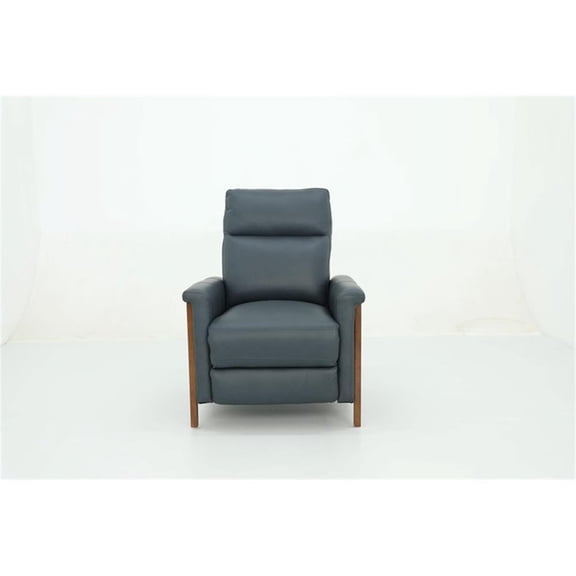 Pemberly Row Leather Push Thru The Arms Recliner in Santa Fe Ocean