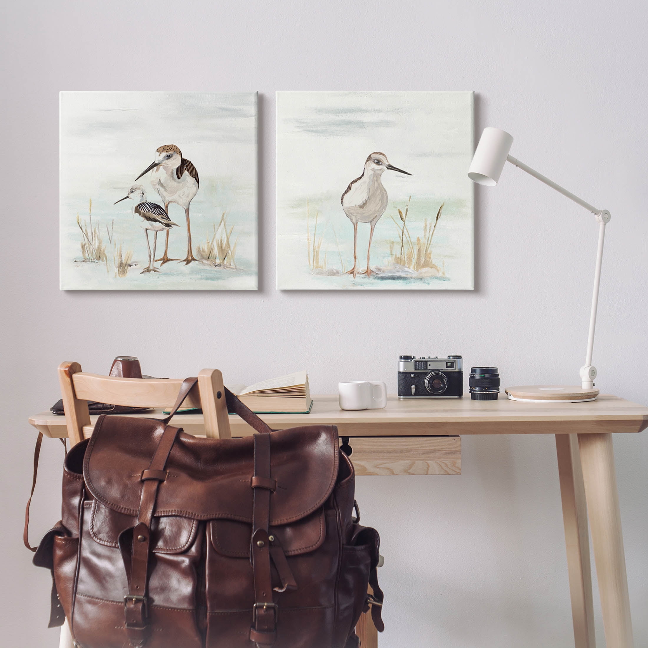Sandpipers Among Beach Grasses Animals & Insects Graphic Art Gallery Wrapped Canvas Print Wall Art, Set of 2