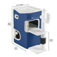 thumbnail image 3 of Dextrus Modern Cat Cube Condo, 2-Tier Indoor Cat House,Cat Tunnels with Scratch Pad and Hideaway Cube, 17.7"L x 13.7"W x 24.8"H,Cactus,Blue, 3 of 6