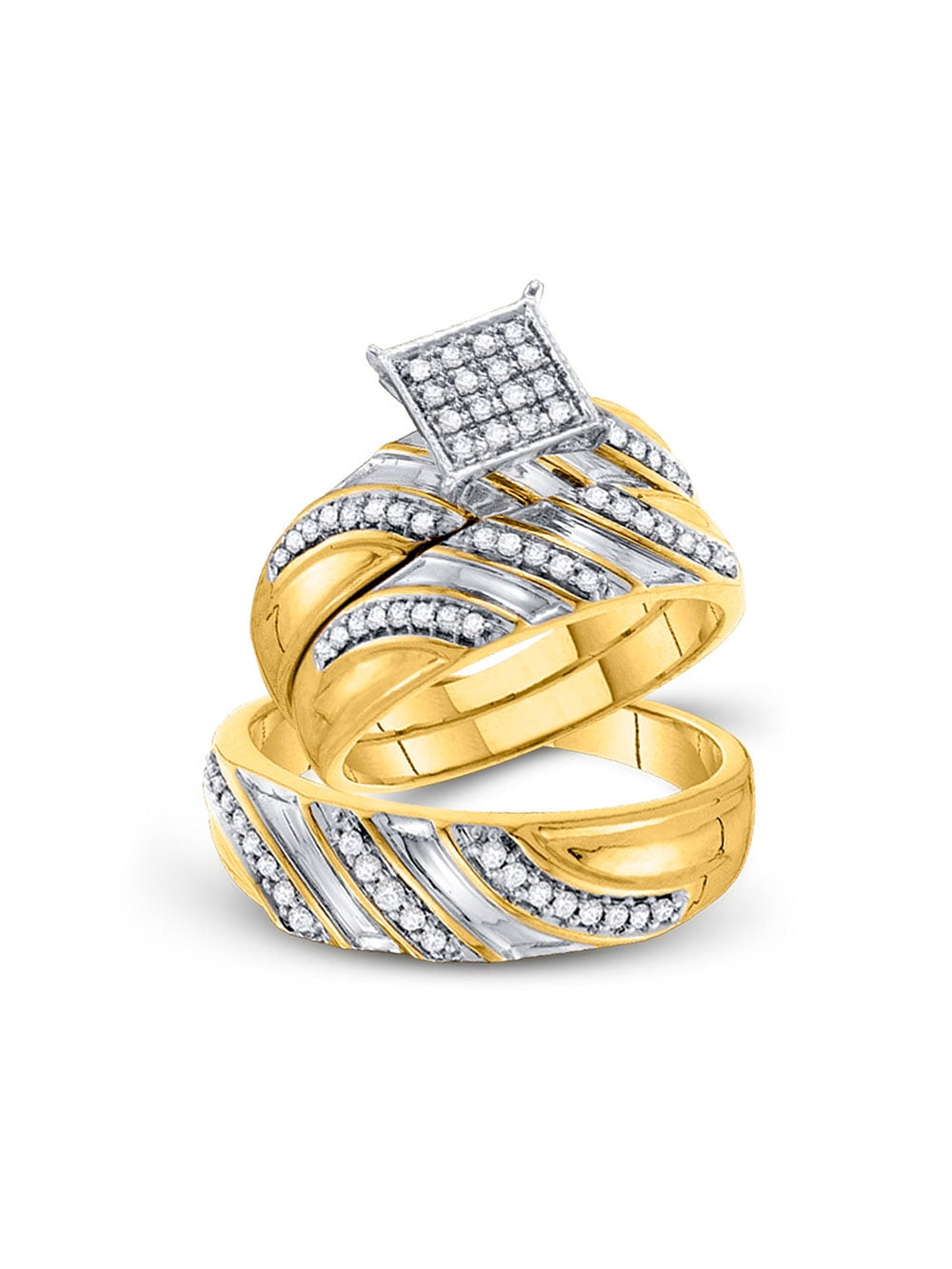 AA Jewels - Solid 10k Yellow Gold His and Hers Round Diamond Square ...