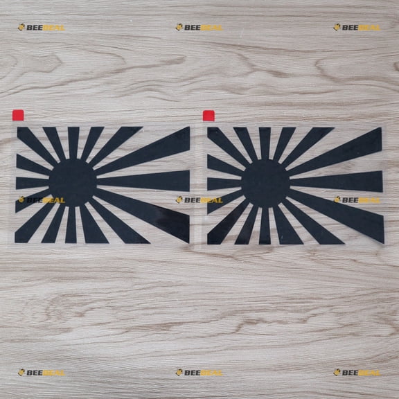 2X Black 4" Japanese Rising Sun Variant Flag of Japan Naval Car Vinyl Decal Sticker JDM Vinyl die Cut no Background