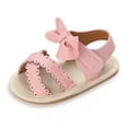 thumbnail image 4 of AJTQTH Girls Princess Sandals Leather Ruffles Bows Dress Shoes Arch Support Soft Soled Slip-Resistant Velcro Sandals for Prewalkers Pink 12, 4 of 8