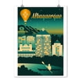 thumbnail image 2 of Albuquerque, New Mexico, Retro Skyline Chromatic (9x12 Wall Art Print, Home Decor), 2 of 3