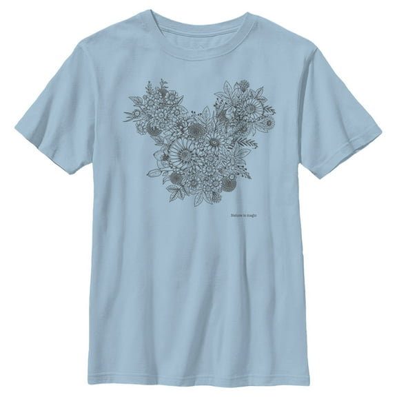 Boy's Mickey & Friends Mickey Mouse Foliage Silhouette  Graphic Tee Light Blue Medium