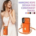 thumbnail image 6 of Feishell Crossbody Wallet Case for Samsung Galaxy S25 Plus, PU Leather Lanyard Shoulder Strap Wallet Case with Card Holder, Shockproof Full Protection Flip Kickstand Phone Case, Orange, 6 of 10