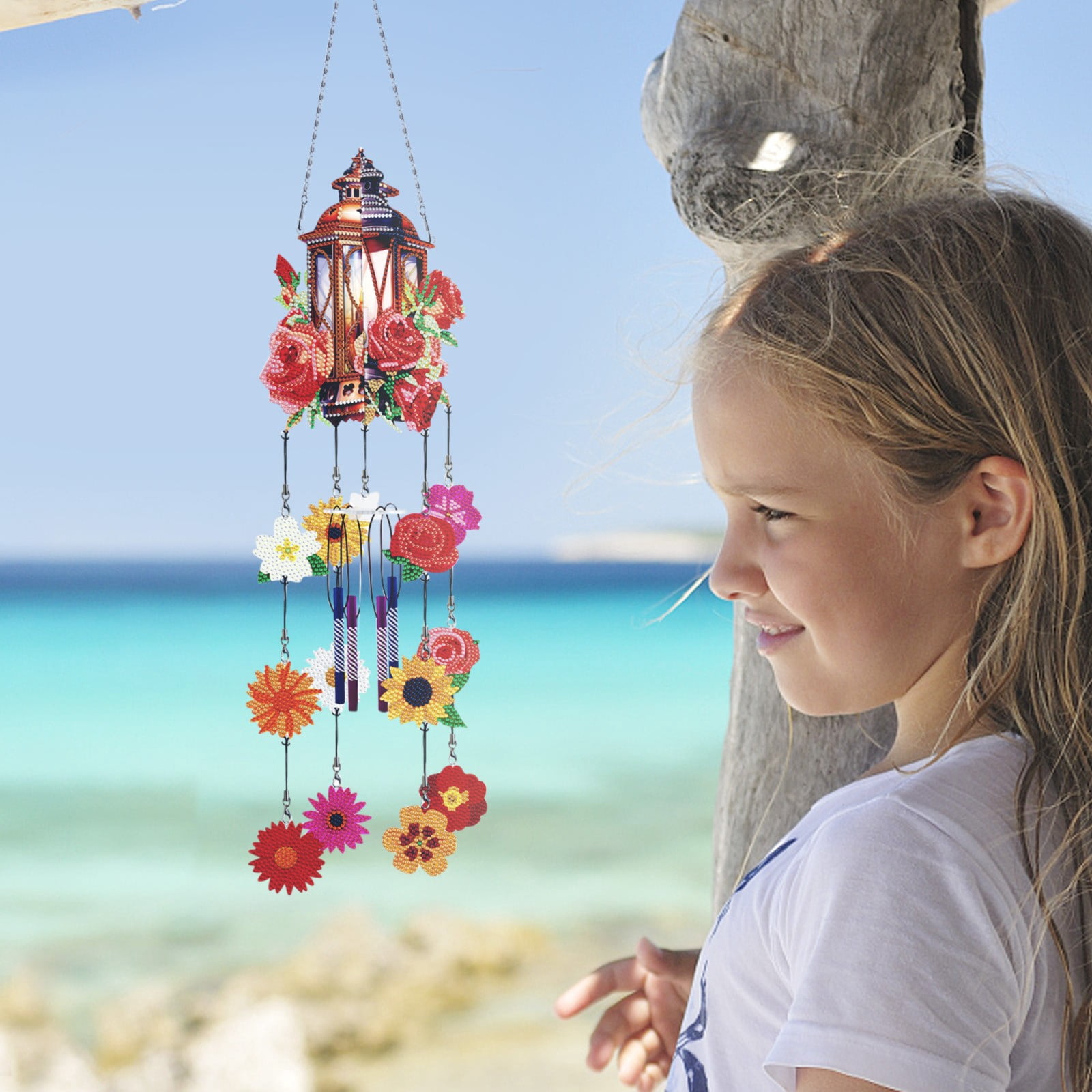 Butterfly Diamond Wind Chimes,Painting Craft Kit G Wind Chime for Window Door Hanging,Home Decor Art,Craft Lover Gifts,Housewarming/Mother's Day/Birthday Gifts,Memorial Gifts WindChime
