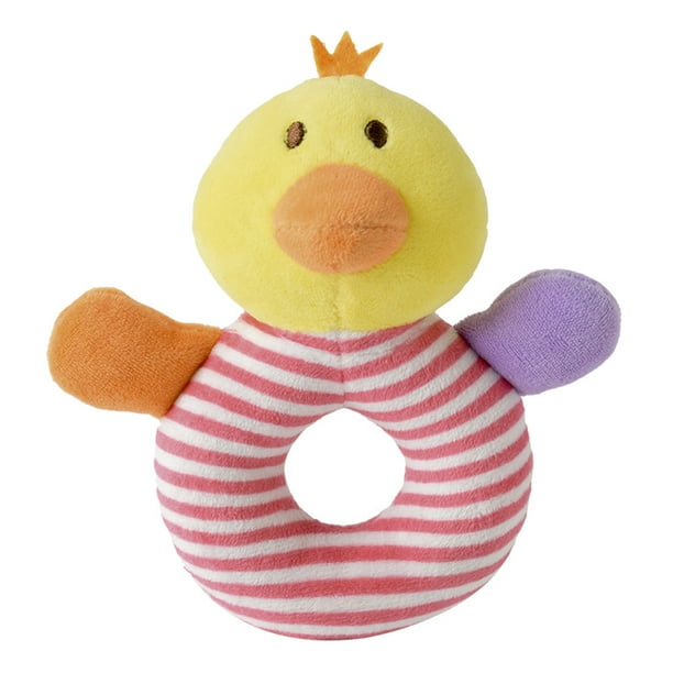 GOOHOCHY Bebé de peluche Animal Agarre de mano Sonajeros Juguetes Muñeca rellena Juguetes de desarrollo para bebés Niños pequeños Recién nacidos (pollito)