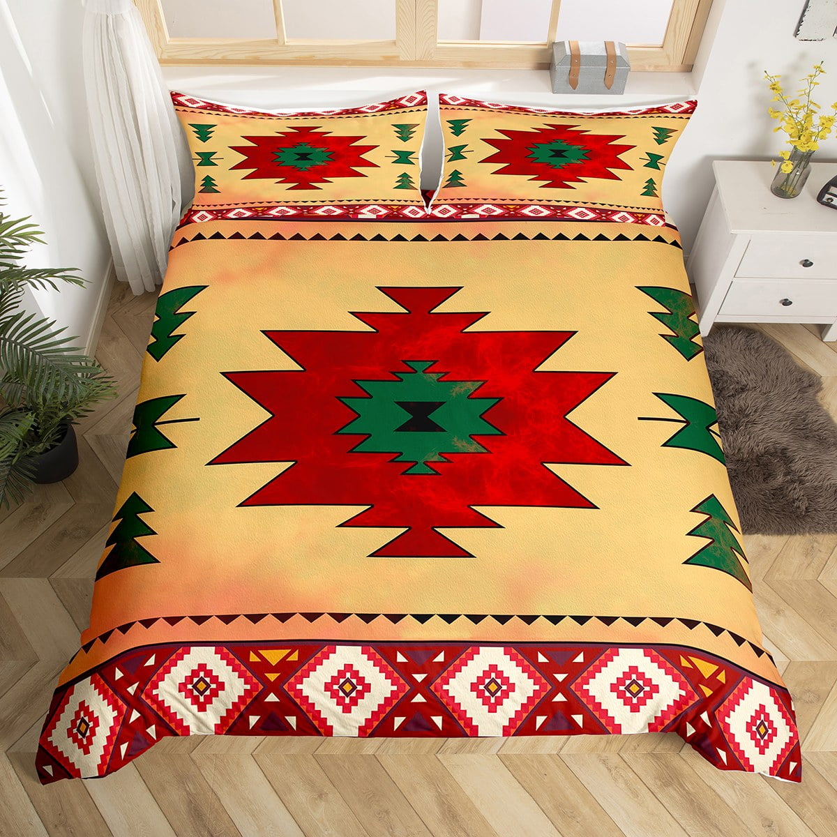 Western Bedding Sets Queen,Southwest Native Aztec Comforter Cover for