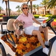 thumbnail image 3 of Golf Cart Seat Covers for 2 Seater,Orange Pumpkins Fall Microfiber Cart Seat Towel Blanket,Maple Leaves Thanksgiving Botanical Absorbent NonSlip Bench Seats Protector for Golf Course 51"x31", 3 of 9