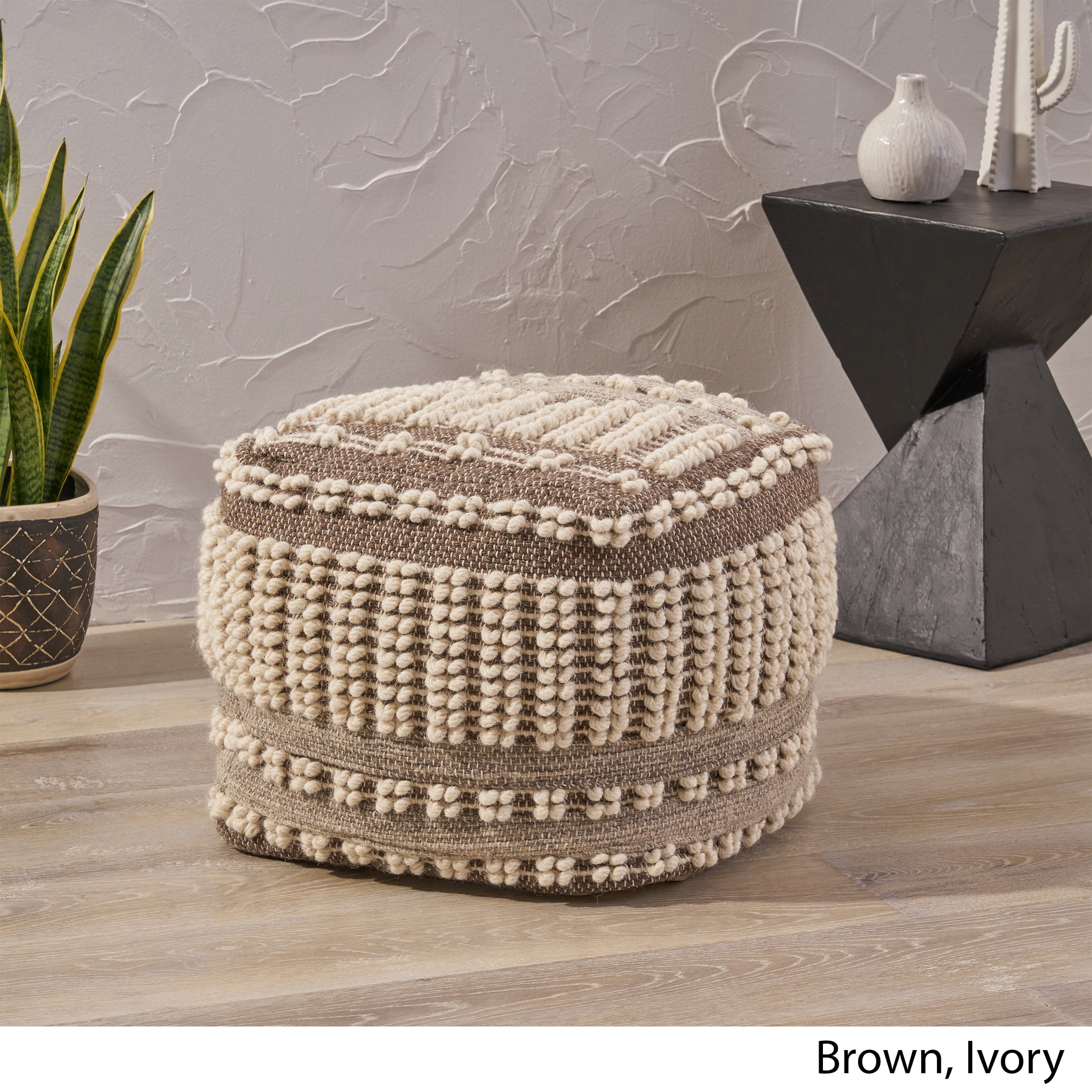 Boho Pouf Cover, Jute Pouf, Bohemian Pouf Ottoman for Living Room, Pouf for  Kids Room or Playroom, Textured Neutral Pouf Unstuffed No Filler 