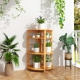 thumbnail image 4 of Gymax 2PCS 4-Tier Corner Shelf w/ Rubber Wood Frame Anti-Toppling Kit for Living Room, 4 of 10