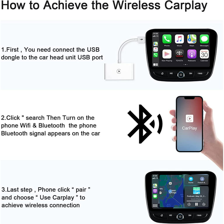 Carplay Wireless Adapter, CarPlay Dongle for Factory Wired CarPlay Cars, 2023  Upgrade Plug & Play Wired Convert Wireless CarPlay, Fast and Easy Use Fit  for Cars from 2015 & iPhone iOS 10+ 