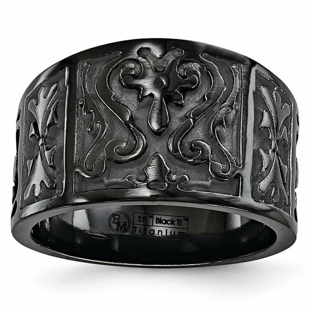 Edward Mirell Black Ti Flat Casted Design 14mm Ring Size 8