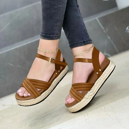 

Sunhillsgrace Shoes For Women Sandals Fashion Women s Casual Shoes Breathable Thick-soled Wedges Leisure Sandals