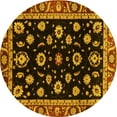 thumbnail image 1 of Ahgly Company Machine Washable Indoor Round Oriental Yellow Traditional Area Rugs, 5' Round, 1 of 4