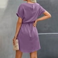 thumbnail image 3 of Wancir Women’s Casual Short Sleeve Tie Waist Asymmetric Hem Swing Summer A Line Midi Dress, 3 of 6