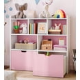 thumbnail image 1 of Toy Storage Organizer with Movable Drawers, Kids Bookshelf with Hidden Wheels and 5 Open Cubbies, Multifunctional Storage Cabinet Chest for Playroom, 1 of 6
