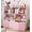 Pink B, variant on Toy Storage Organizer with Movable Drawers, Kids Bookshelf with Hidden Wheels and 5 Open Cubbies, Multifunctional Storage Cabinet Chest for Playroom