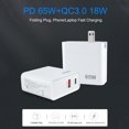 thumbnail image 3 of Power Charger Block PD3.0 65W QC3.0 18W Double Port Fast Charging Power Adapter Cube for Laptop Smartphone Tablet, 3 of 7