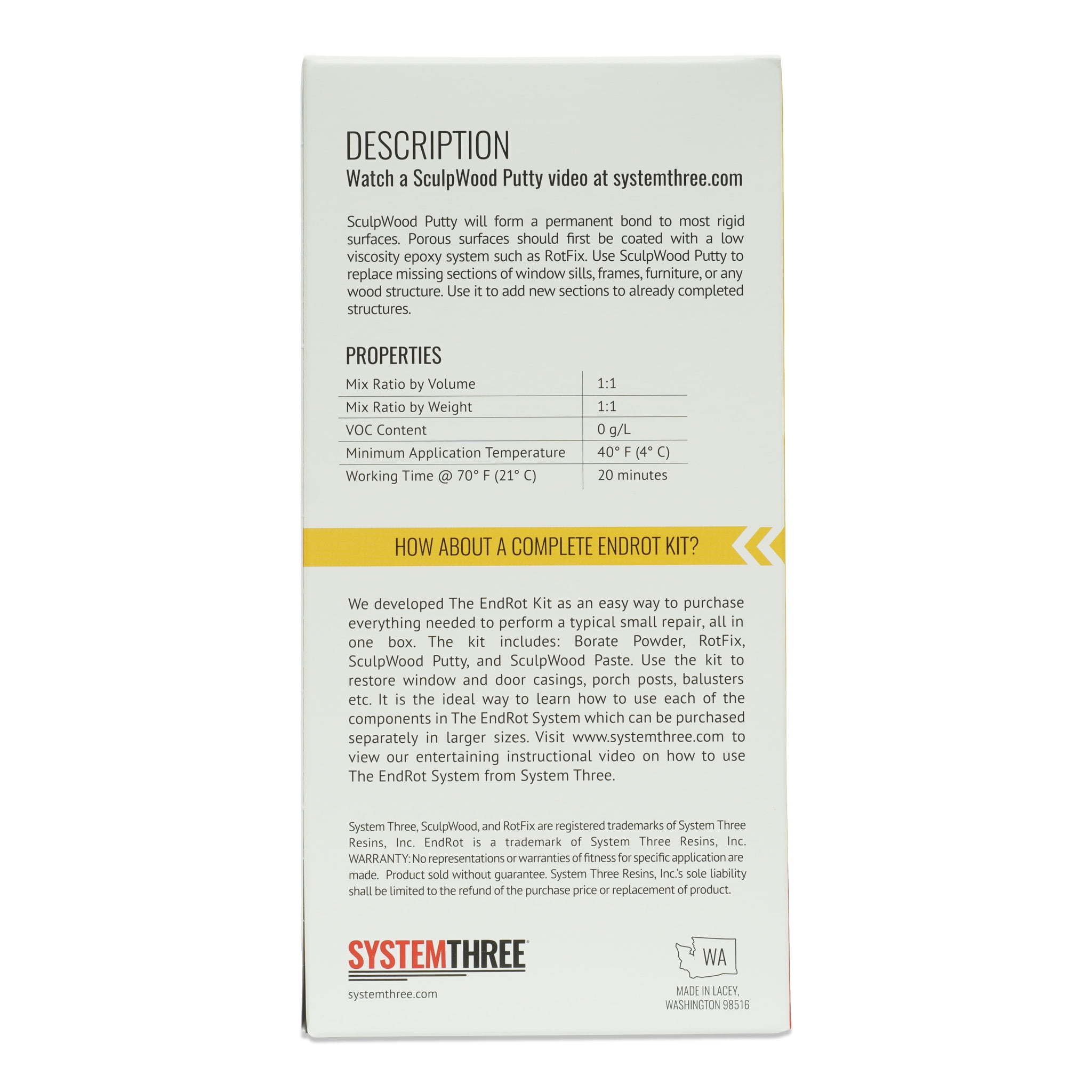 System Three SculpWood Putty Epoxy Filler, Quart Kit