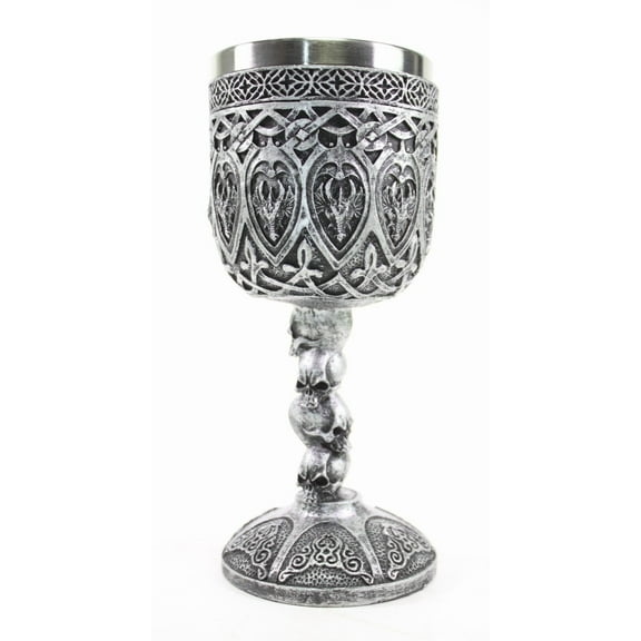 Silver Royal Dragon Wine Goblet Skulls Medieval Collectible Home Decor Gift