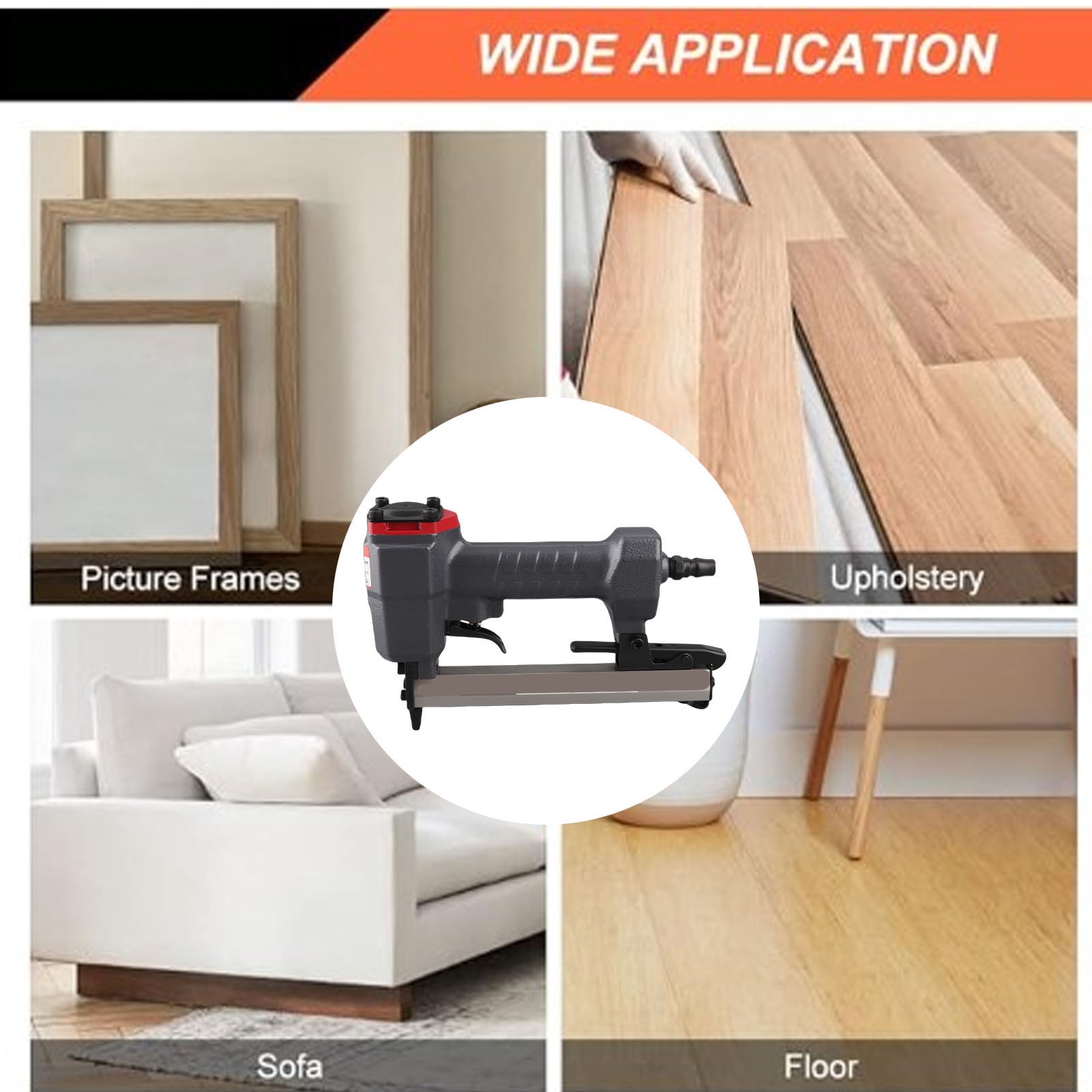 Rupoun Pneumatic Nailer U-Shape Air Nail Gun for Woodworking Flooring Roofing 100-Nail Capacity (0.24-0.51 inches / 6-13 mm)
