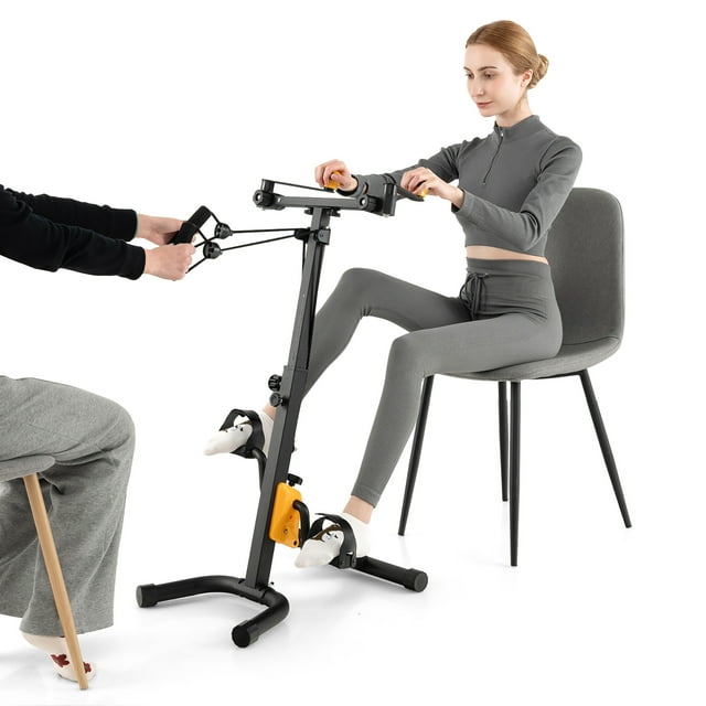 Costway Vélo d'Exercice à Pédales Pliant avec Résistance Réglable, Appareil de Réadaptation Intégrale pour la Maison
