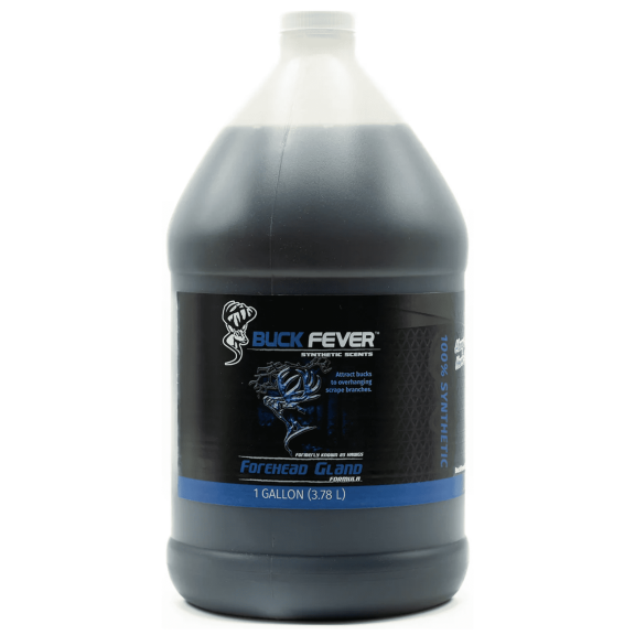 Buck Fever Forehead Gland (1Gallon Synthetic) - Syntheticly Formulated Buck Lure & Deer Attractant (not just limited to whitetail deer) for Mock Scrapes, Licking Branches - Year-Round Hunting Scents
