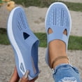 thumbnail image 6 of BRGZLK Women Slip On Shoes Fashion Versatile Closed Toe Breathable Mesh Walking Shoes Summer Trendy Lightweight Comfortable Plus Size Mule Light Blue 9, 6 of 8