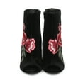 thumbnail image 4 of New Women Wild Diva Morris-03C Peep Toe Rose Embroidered Chunky Heel Bootie, 4 of 5