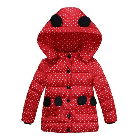 

Dadaria Baby Boys Girls Clothes Newborn Winter Outfits Fashion Kids Coat Thick Coat Padded Dot Bow Winter Jacket Clothes Red 100 M Toddler