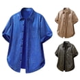 thumbnail image 3 of Yertdoel Men's Button Down Shirts Solid Color Short Sleeve Lapel Neck Shirt with Pocket Soft Comfortable Breathable Hawaiian Beach Vacation Summer Outdoor Casual Tops, 3 of 4