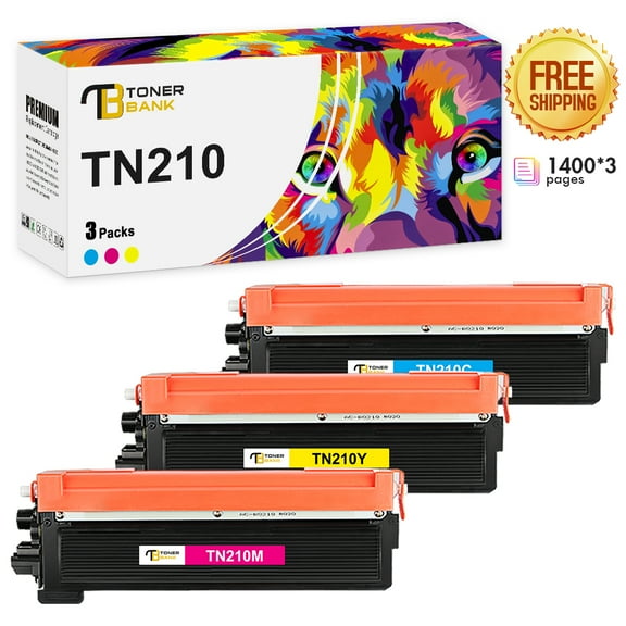 Toner Bank Compatible for Brother TN210 Toner Cartridge 3-Pack for Brother TN-210C TN-210M TN-210Y HL-3040CN 3070CW 3045CN 3075CW MFC-9010CN 9320CW 9125CN 9325C Printer Ink Cyan, Magenta, Yellow