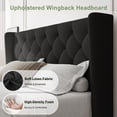thumbnail image 4 of Feonase Queen Size Bed Frame with Upholstered Wingback Headboard,Button Tufted Platform Bed and Heavy Duty Wooden Slats Support,Easy Assembly, Noise-Free,No Box Spring Needed, Black, 4 of 7