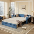 thumbnail image 2 of LHYY Queen Size Daybed with Removable Desk,Storage Drawers Hydraulic Side Table,Blue, 2 of 11