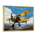 thumbnail image 2 of Designart "Over The Lake Yellow Airoplane" Transportation Floater Framed Canvas Wall Art, 2 of 7