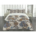 thumbnail image 3 of Ambesonne Floral Quilted Bedspread Set 3 Pcs, Paisley, Queen Size, Violet Blue Marigold, 3 of 5