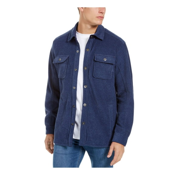 TOMMY BAHAMA Mens Navy Patterned Fleece Lined Quilted Jacket M