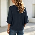 thumbnail image 2 of Linen Tops for Women Split V Neck Blouses Womens Loose Fit Casual Tshirts 3/4 Length Sleeve Solid Blouses Women Trendy Summer Outfits, 2 of 6