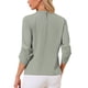 thumbnail image 3 of CURVOSPORT Camisa Elegante para Mujeres, Top de Oficina con Abertura, Frontal Plisado, Manga 3/4, Blusa de Chifón, Color Gris, 3 of 6