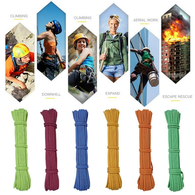 Climbing Rope Portable 6mm Non-slip 6mm Climbing Rope Downhill Rope Outdoor Activity Survival Accessory, 1m, Yellow