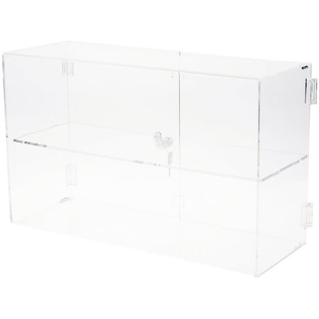 Plymor Clear Acrylic Rectangular Locking Display Case, 1 Shelf, 13" H x 21" W x 7.5" D